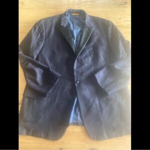 Hickey Freeman Barkley‎ Wool Silk Brocade Tuxedo Jacket Navy Blue Men’s 48 R Pre